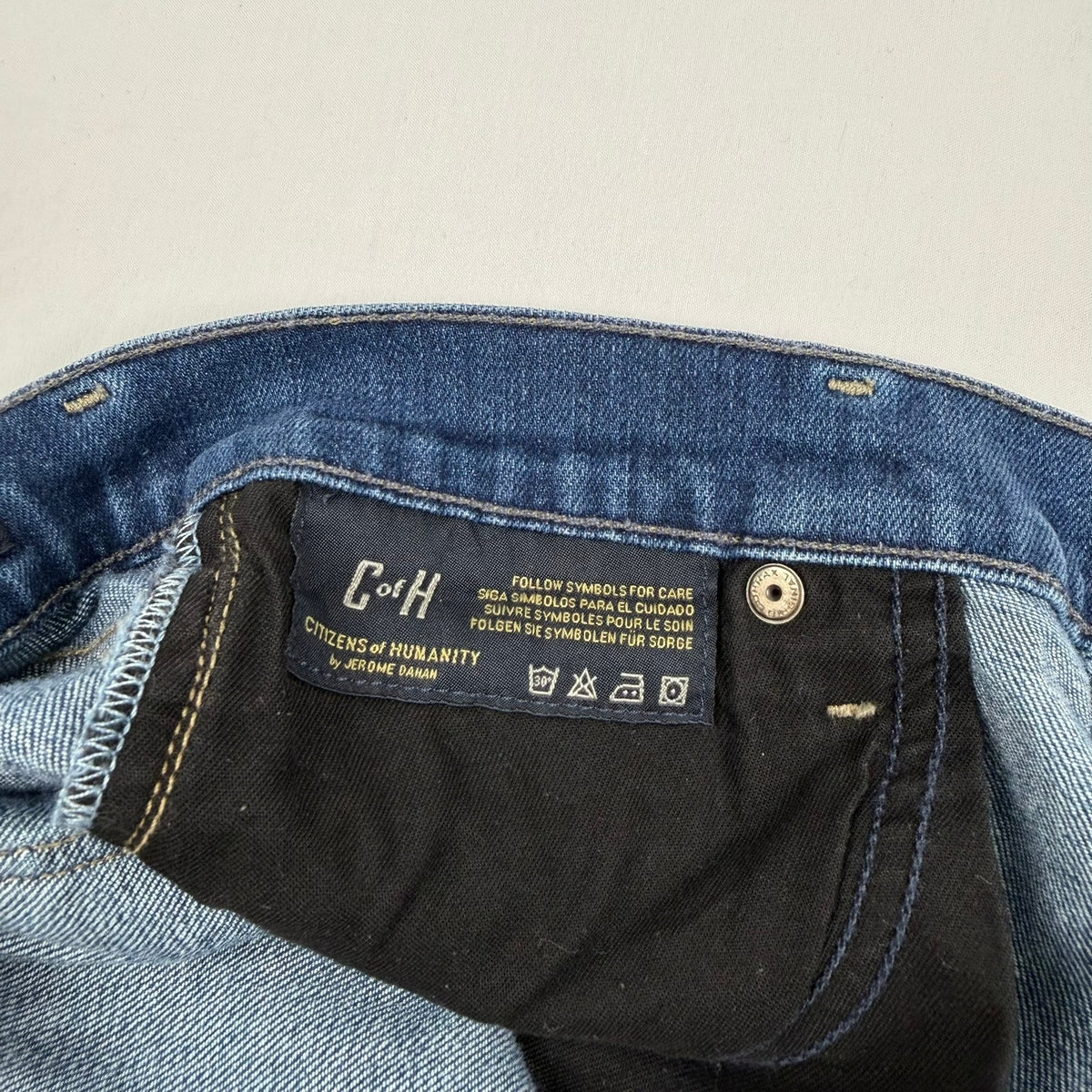 Citizens of Humanity Dani Cropped Straight Leg Jeans Cuffed Blue Denim Womens 29