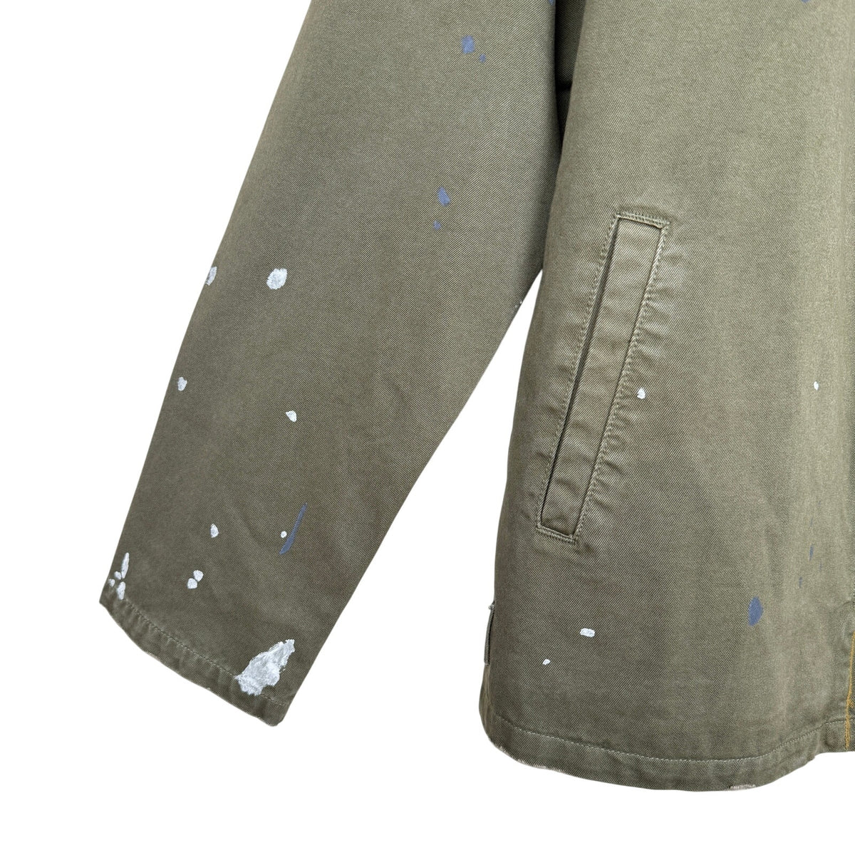 Hudson Military Jacket Distressed Paint Army Olive Workwear Regular Fit SM