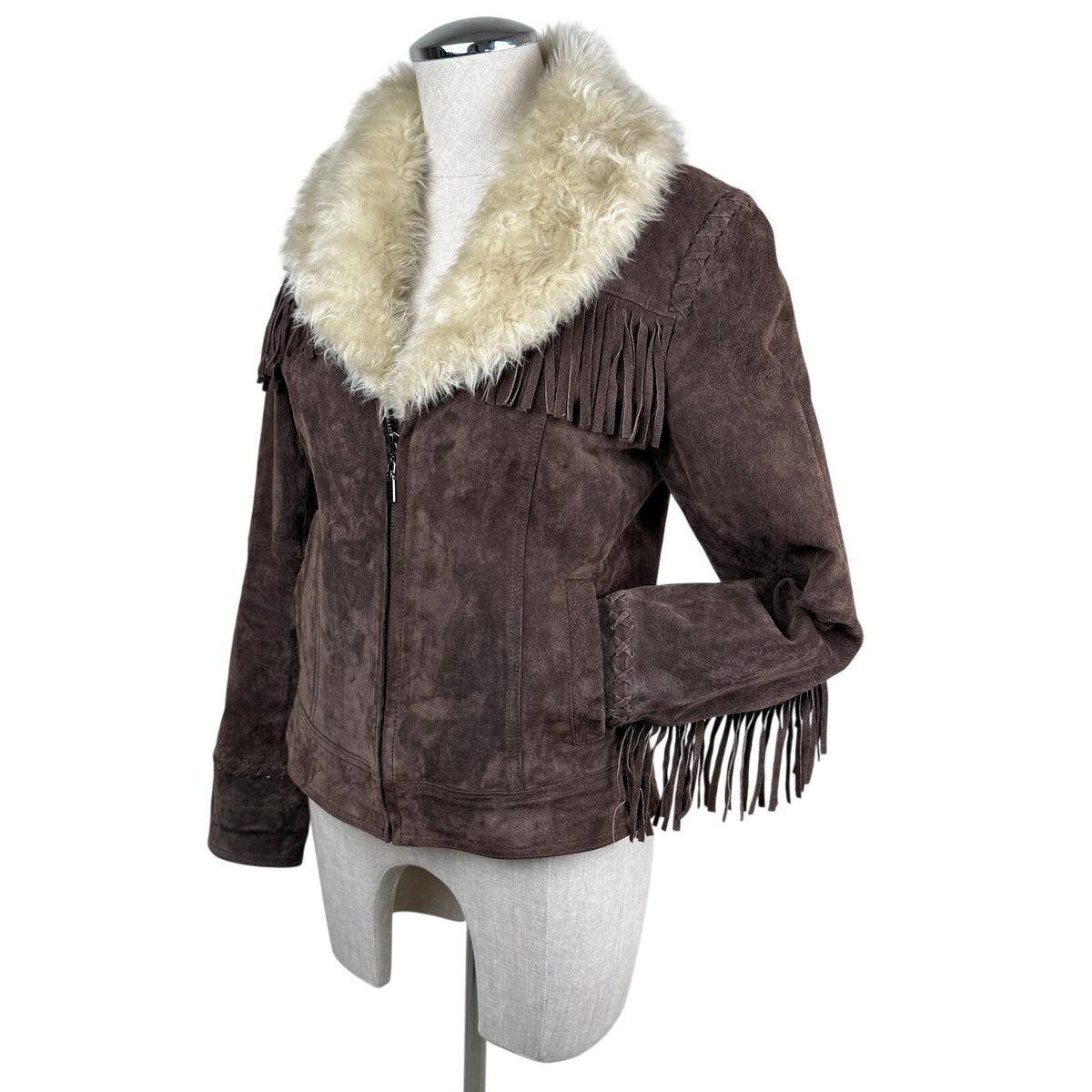 Collection Brown Leather Fringe Jacket
