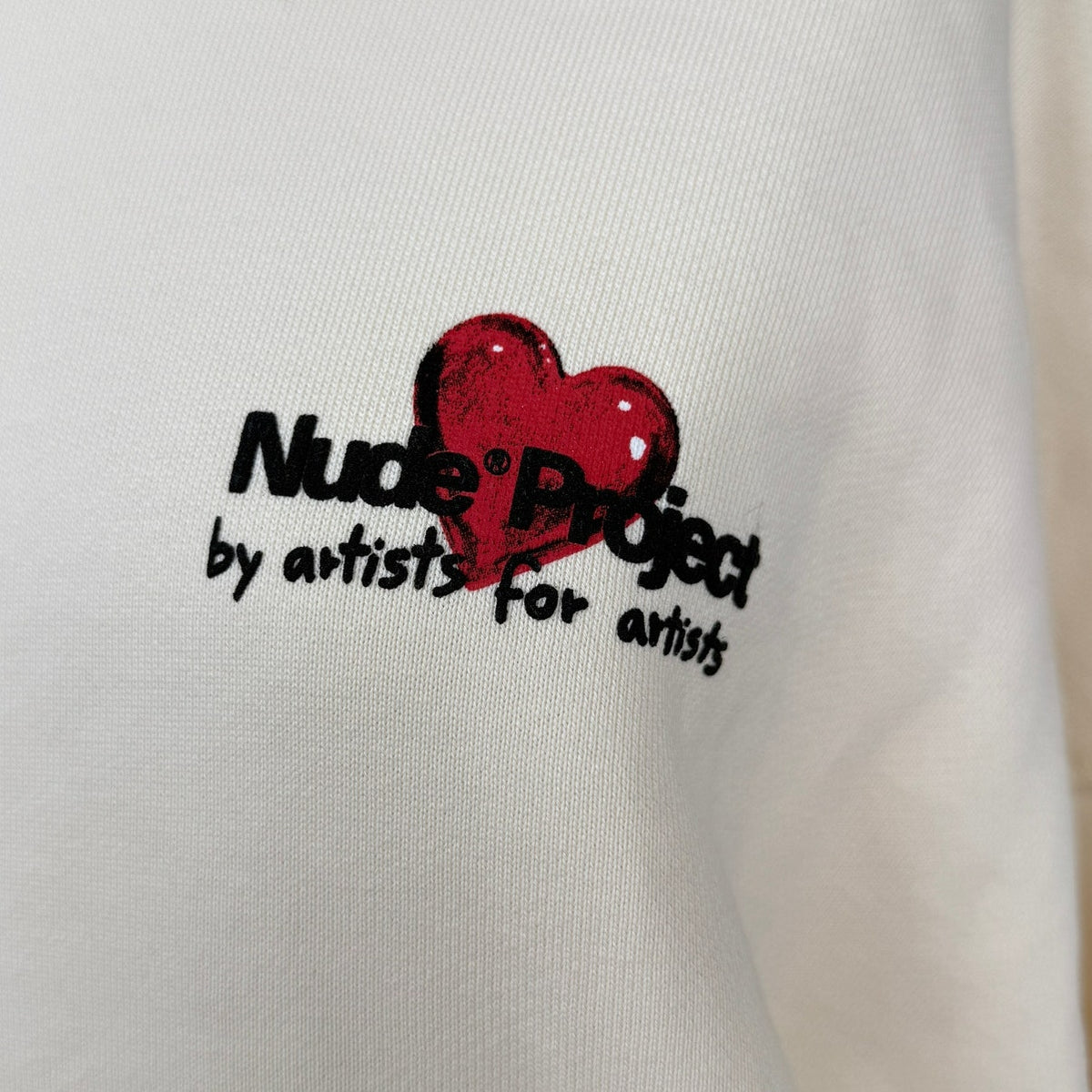 Nude Project Juicy Heart Cherry Hoodie Ivory Cozy Oversized Size M Streetwear