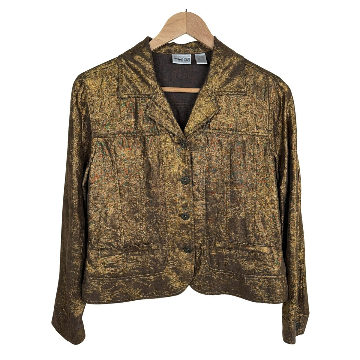 Chico's Metallic Silk Linen Blazer