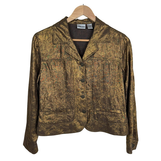Chico's Metallic Silk Linen Blazer