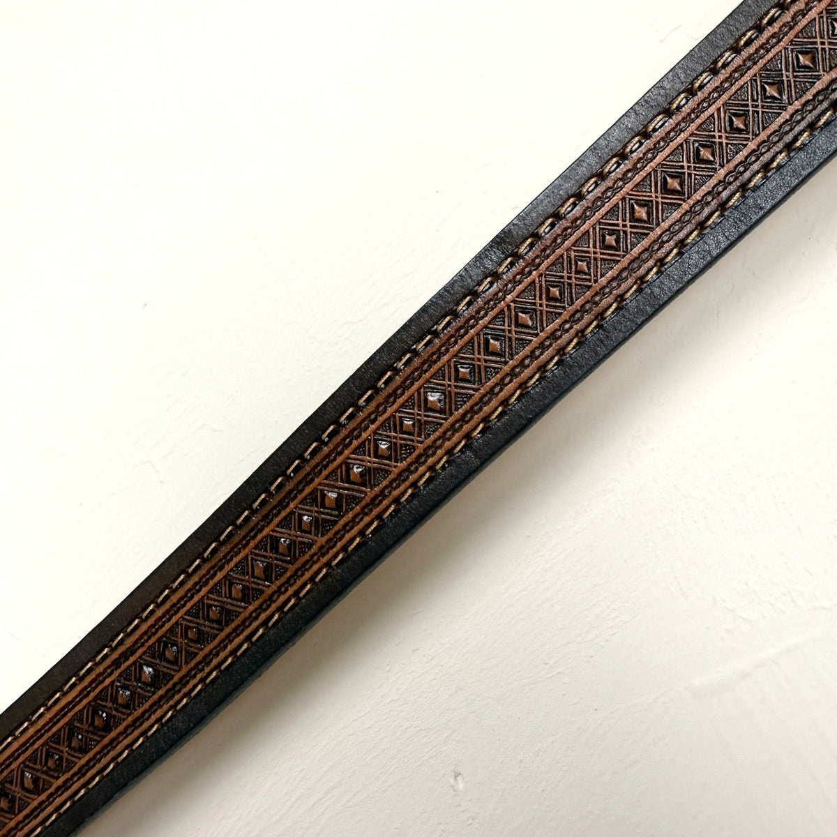 Brushy Creek Full Grain Cowhide Belt Brown Western Tooled Leather USA Made 40