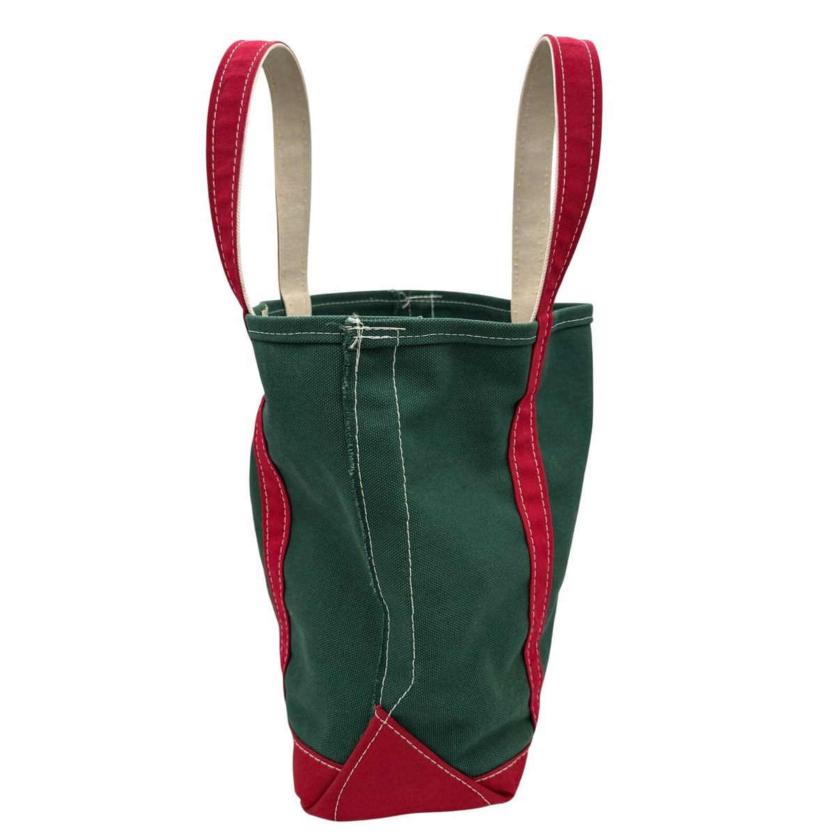 Vintage L.L.Bean Boat and Tote Cotton Canvas Green Red Festive Preppy USA Made