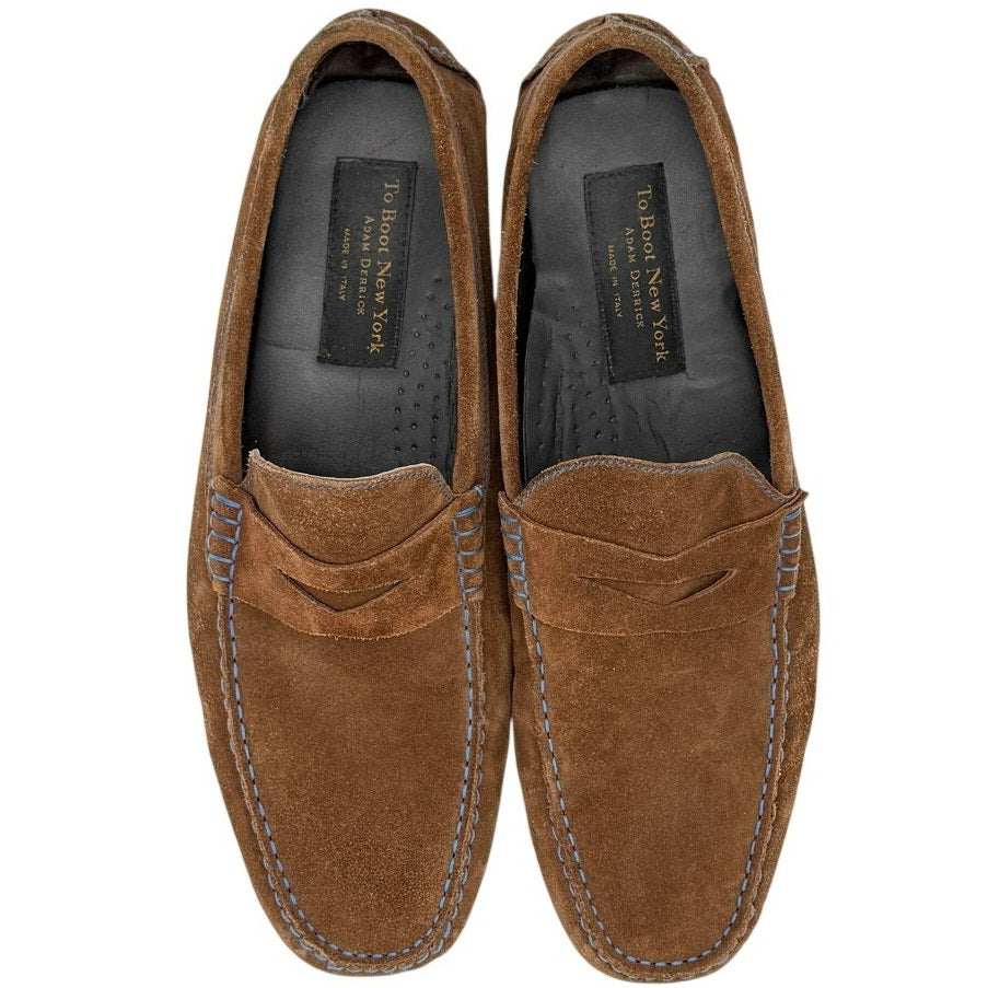 To Boot New York Adam Derrick Suede Penny Driving Loafers Brown 13 Made in Italy