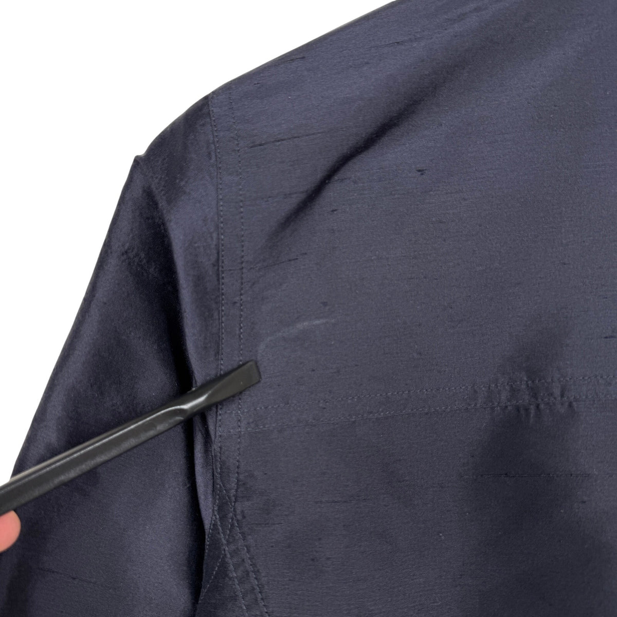 Vintage Silk Shantung Shirt Blouse Navy Minimalist Peck & Peck Collection Sz 4
