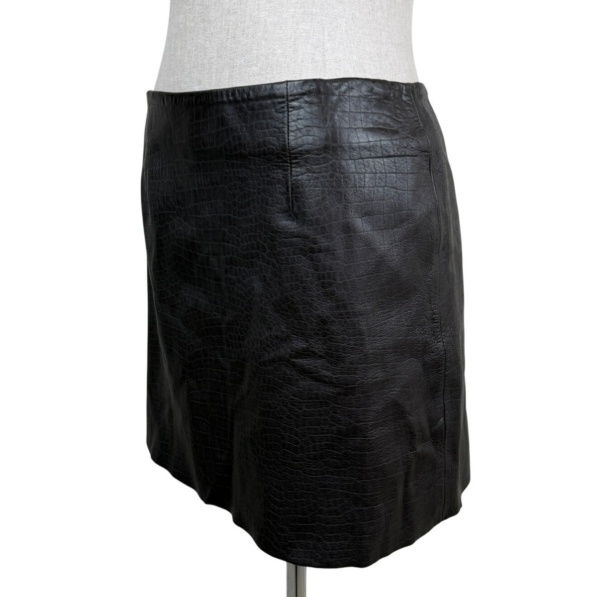 Express Croc Embossed Leather Mini Skirt