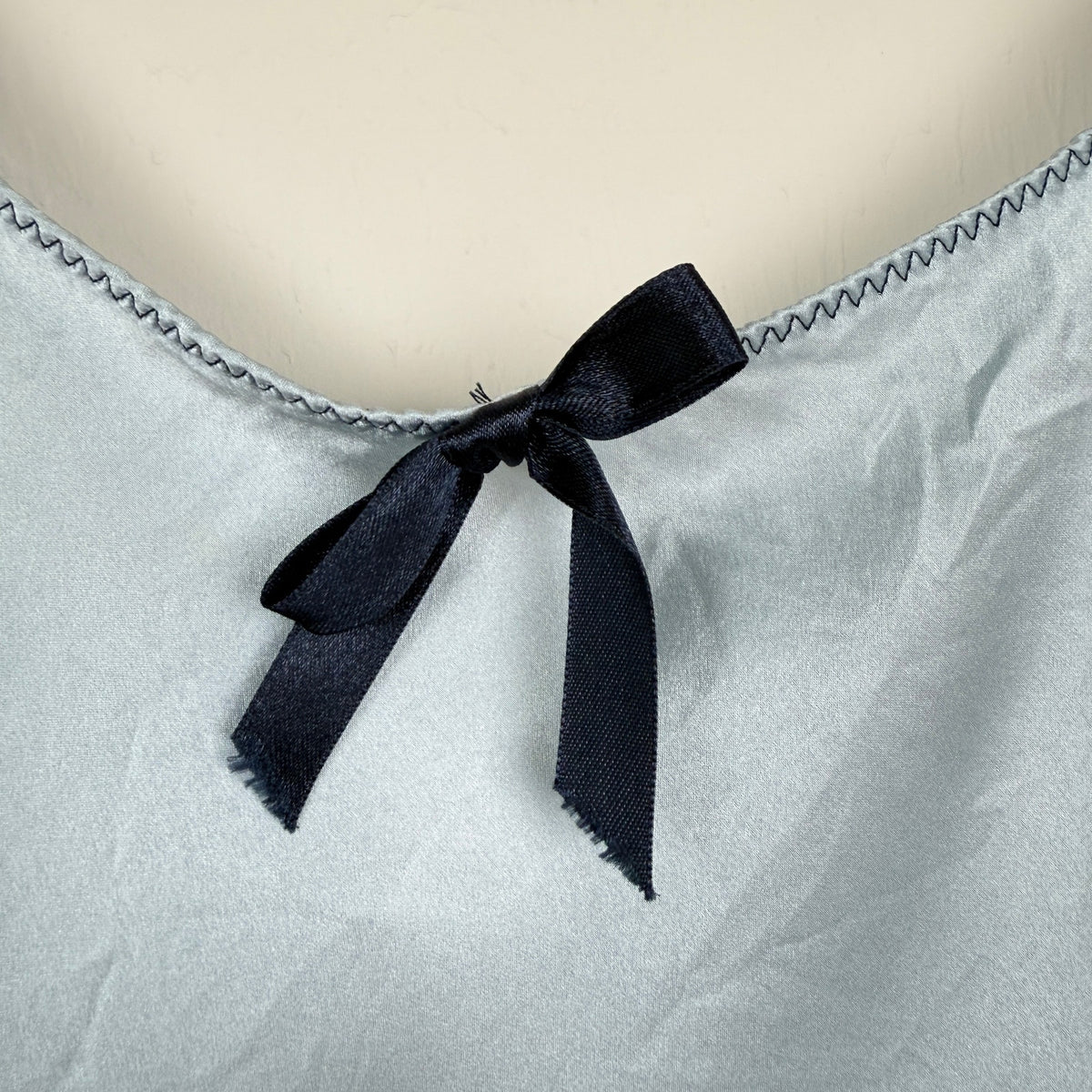 WinterSilks Vintage 90s Silk Chemise Slip Dress Mini Light Blue Romantic Size S